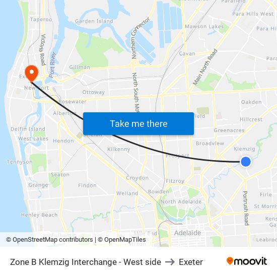 Zone B Klemzig Interchange - West side to Exeter map