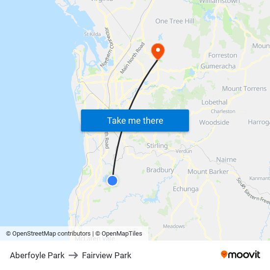 Aberfoyle Park to Fairview Park map