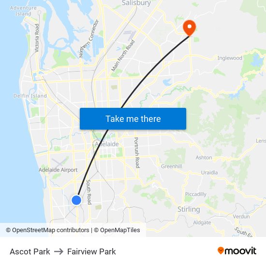 Ascot Park to Fairview Park map