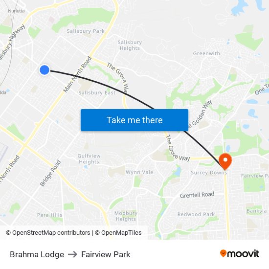 Brahma Lodge to Fairview Park map