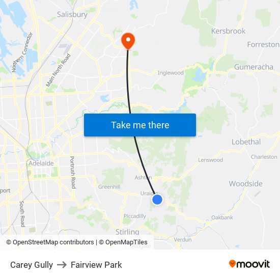 Carey Gully to Fairview Park map