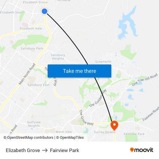 Elizabeth Grove to Fairview Park map