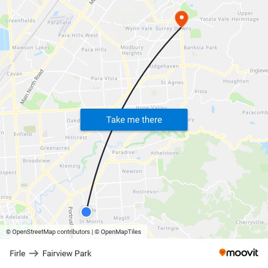 Firle to Fairview Park map