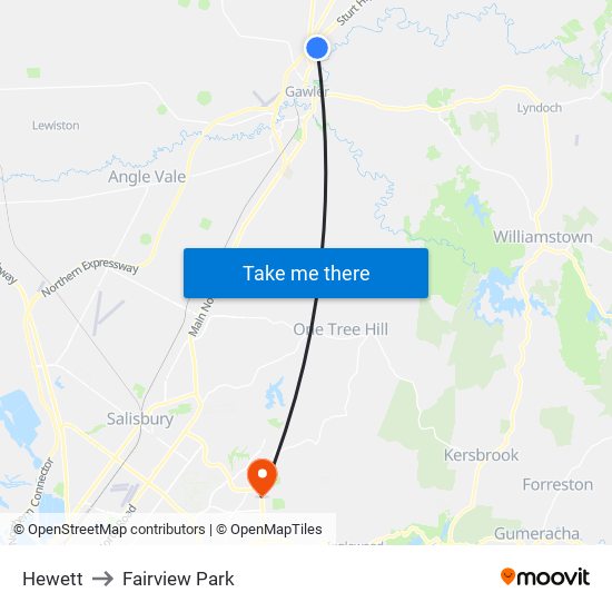 Hewett to Fairview Park map