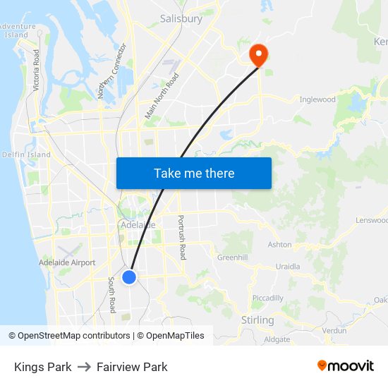 Kings Park to Fairview Park map