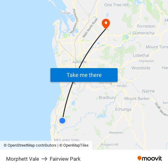 Morphett Vale to Fairview Park map