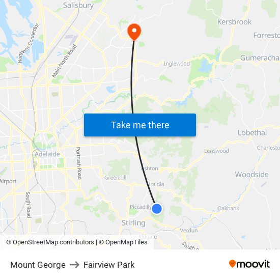 Mount George to Fairview Park map