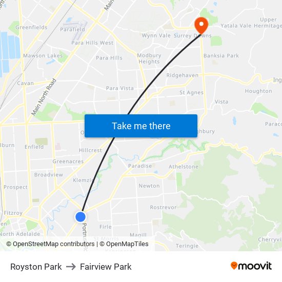 Royston Park to Fairview Park map