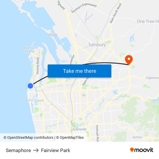 Semaphore to Fairview Park map