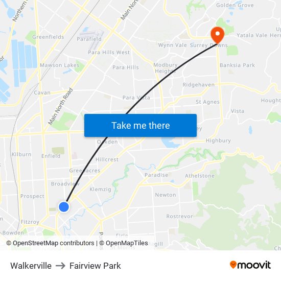 Walkerville to Fairview Park map