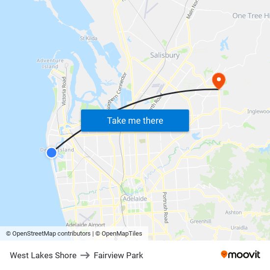 West Lakes Shore to Fairview Park map