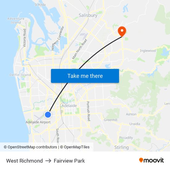 West Richmond to Fairview Park map