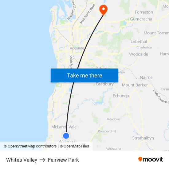 Whites Valley to Fairview Park map