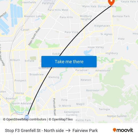 Stop F3 Grenfell St - North side to Fairview Park map