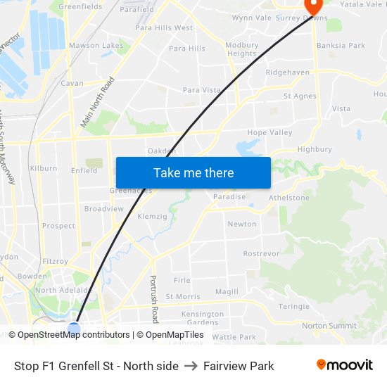 Stop F1 Grenfell St - North side to Fairview Park map