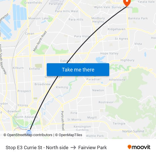 Stop E3 Currie St - North side to Fairview Park map