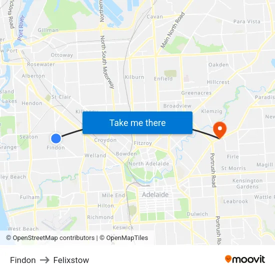 Findon to Felixstow map