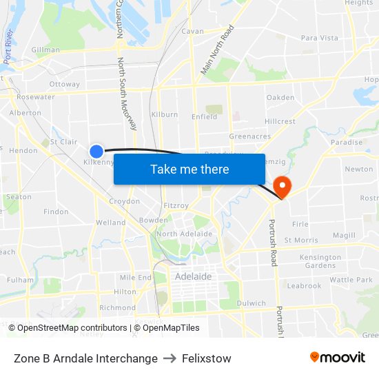 Zone B Arndale Interchange to Felixstow map