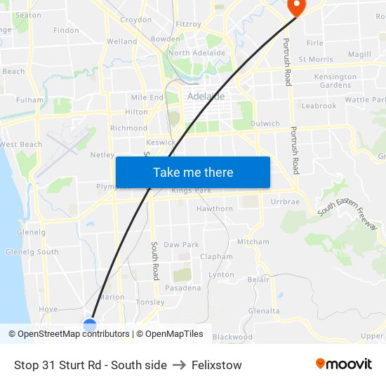 Stop 31 Sturt Rd - South side to Felixstow map