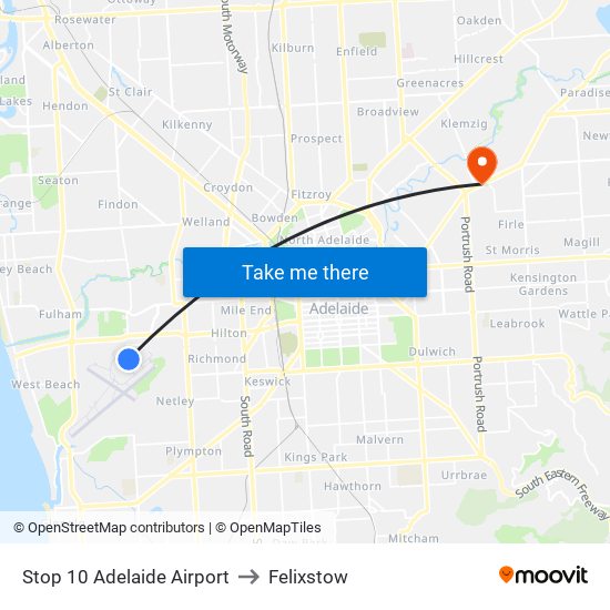 Stop 10 Adelaide Airport to Felixstow map