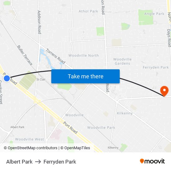 Albert Park to Ferryden Park map