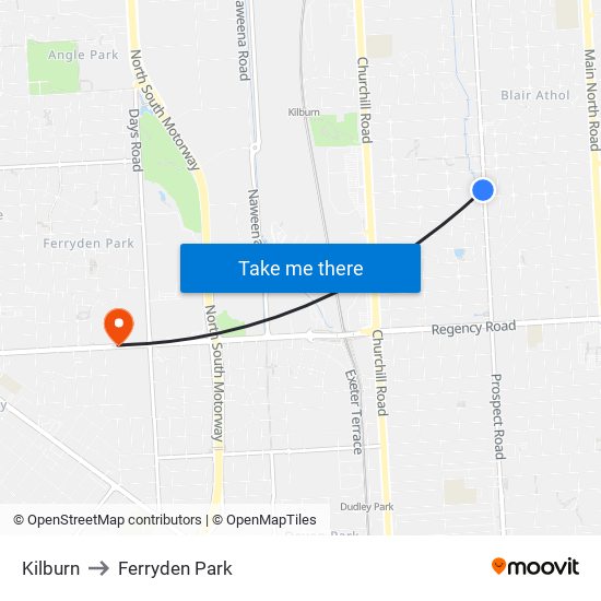 Kilburn to Ferryden Park map