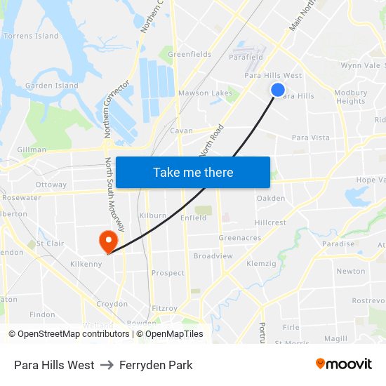 Para Hills West to Ferryden Park map