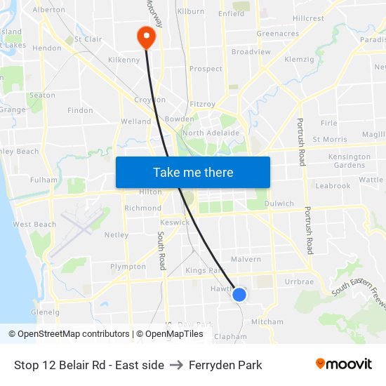 Stop 12 Belair Rd - East side to Ferryden Park map