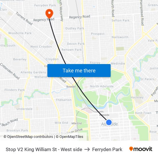 Stop V2 King William St - West side to Ferryden Park map