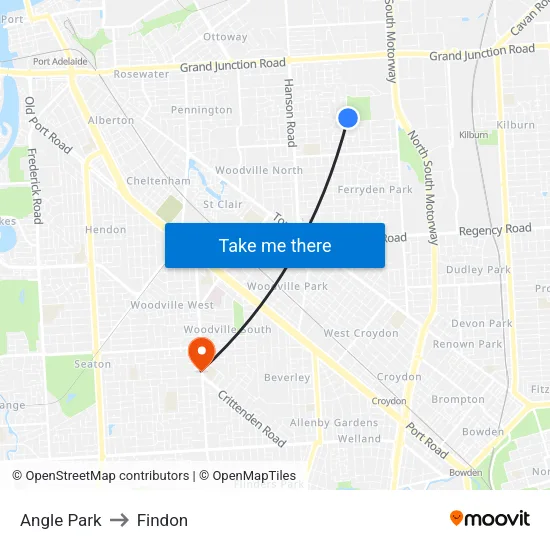 Angle Park to Findon map