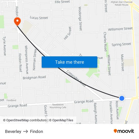 Beverley to Findon map