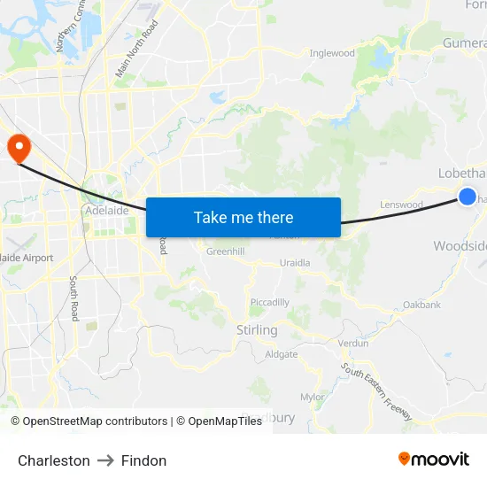 Charleston to Findon map