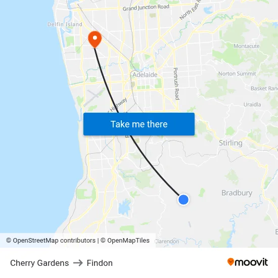 Cherry Gardens to Findon map