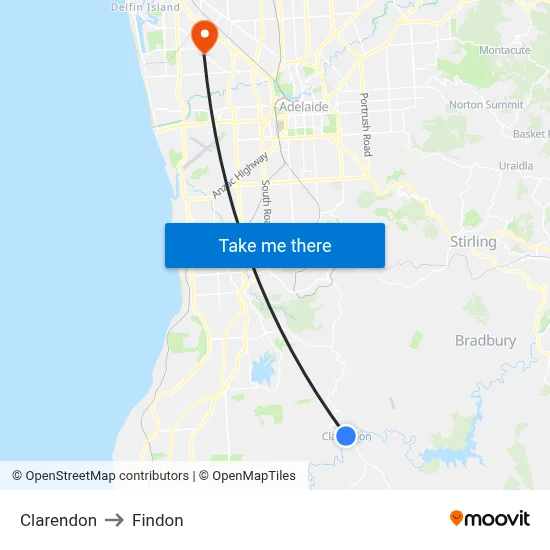 Clarendon to Findon map