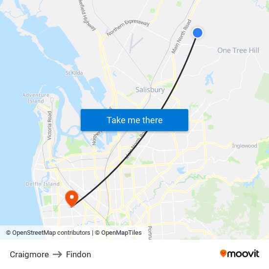 Craigmore to Findon map