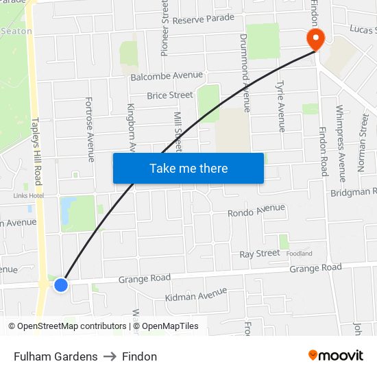 Fulham Gardens to Findon map