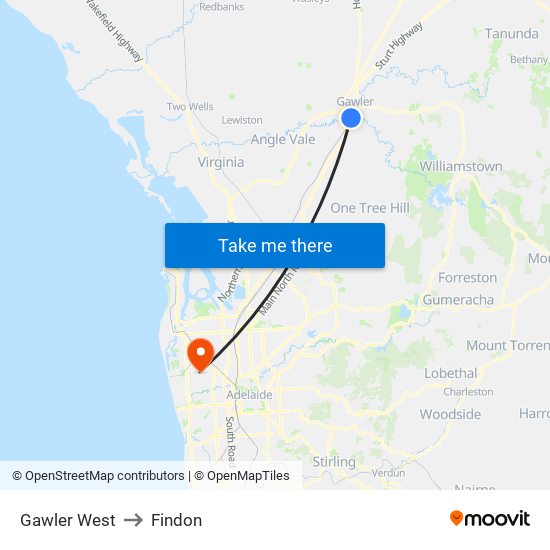 Gawler West to Findon map