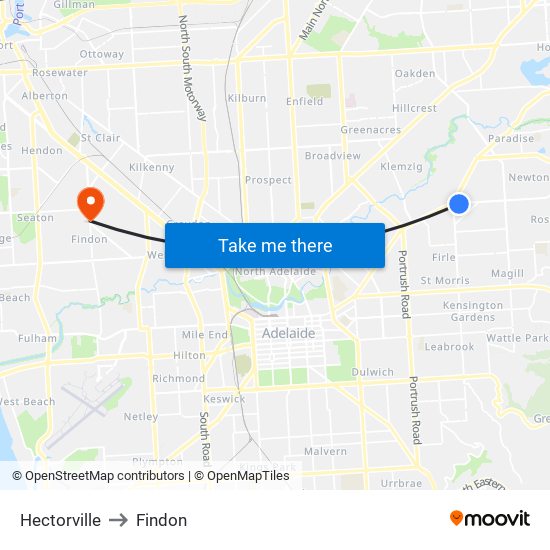 Hectorville to Findon map