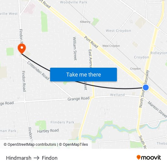 Hindmarsh to Findon map