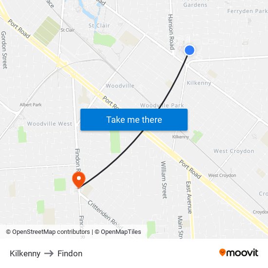 Kilkenny to Findon map