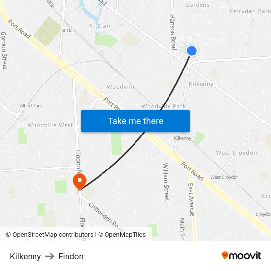 Kilkenny to Findon map