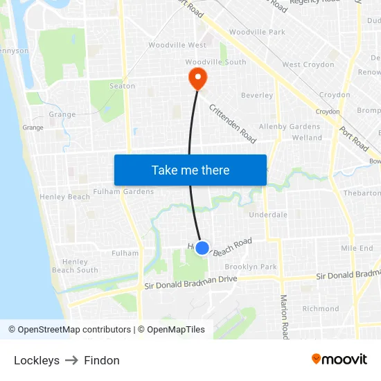 Lockleys to Findon map