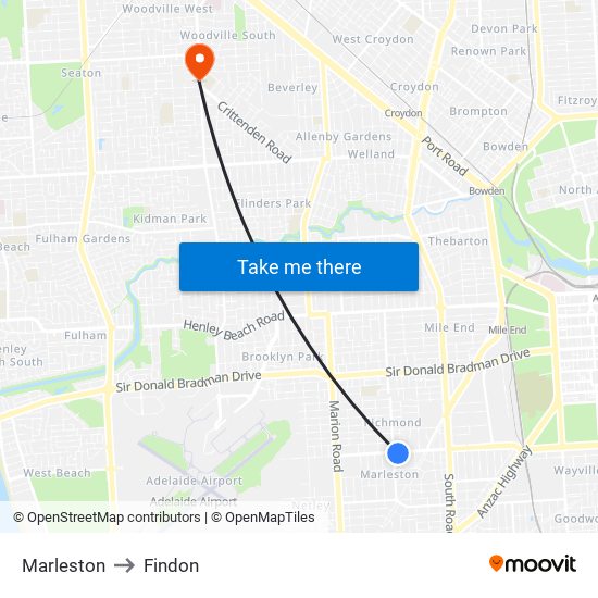 Marleston to Findon map