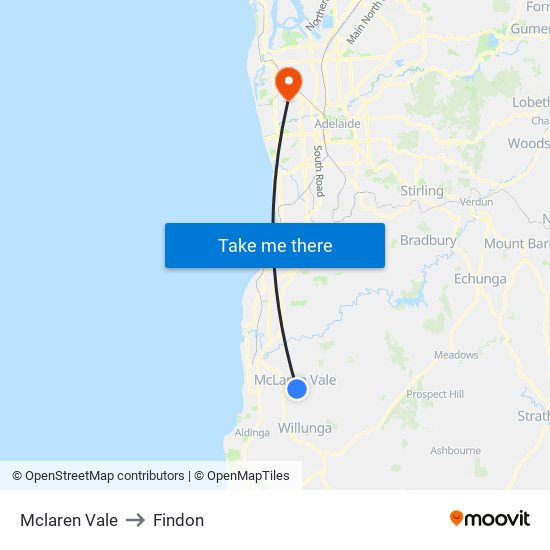 Mclaren Vale to Findon map