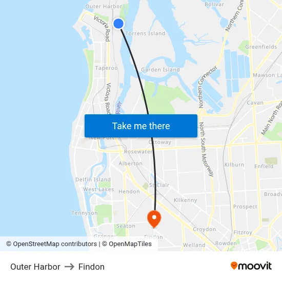 Outer Harbor to Findon map