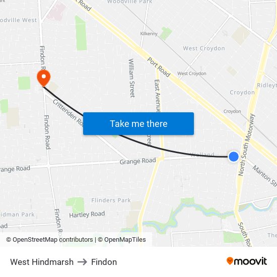 West Hindmarsh to Findon map