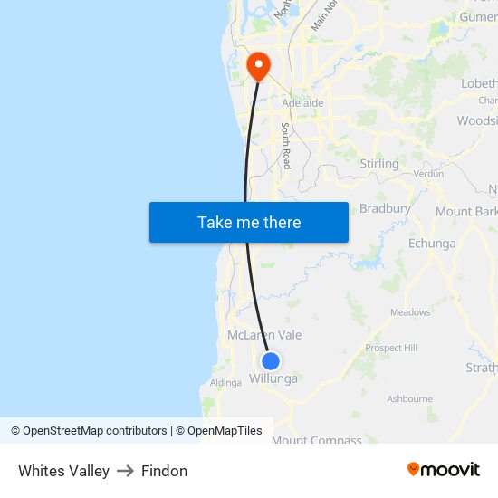 Whites Valley to Findon map