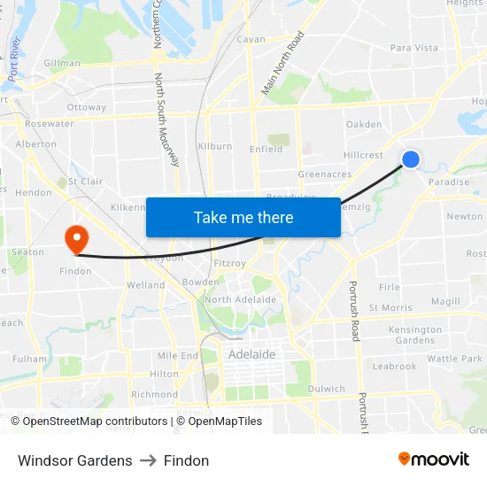 Windsor Gardens to Findon map