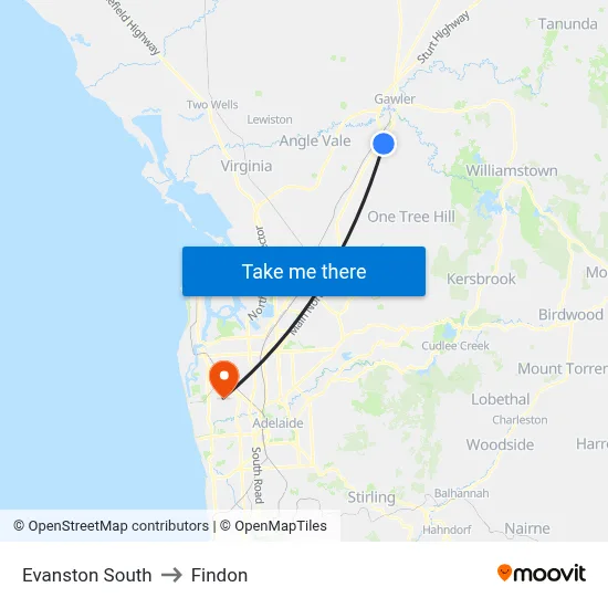 Evanston South to Findon map