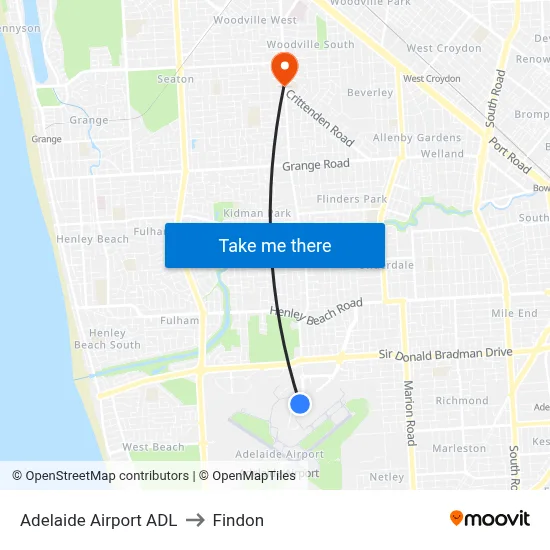 Adelaide Airport ADL to Findon map